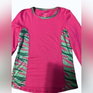 Girls Danskin Now Drimore Size XL (14-16) Long Sleeve Shirt- Pink and Green